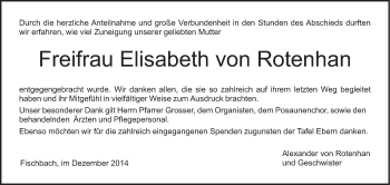 Anzeige von Elisabeth von Rotenhan von MGO