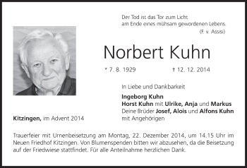 Anzeige von Norbert Kuhn von MGO