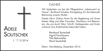 Anzeige von Adele Soutschek von MGO