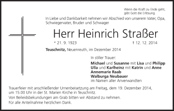 Anzeige von Heinrich Straßer von MGO