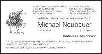 Anzeige von Michael Neubauer von MGO