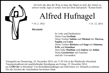 Anzeige von Alfred Hufnagel von MGO