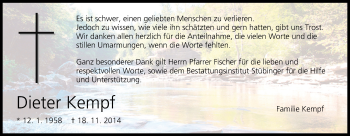 Anzeige von Dieter Kempf von MGO