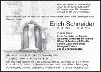 Anzeige von Erich Schneider von MGO