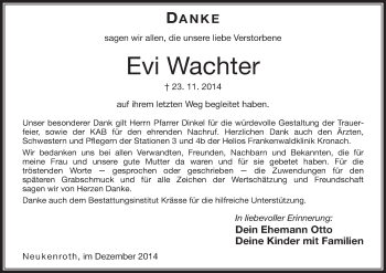 Anzeige von Evi Wachter von MGO