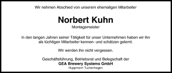 Anzeige von Norbert Kuhn von MGO
