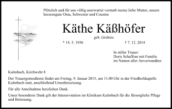 Anzeige von Käthe Käßhöfer von MGO