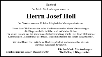 Anzeige von Josef Holl von MGO