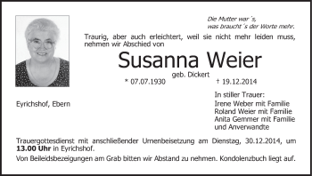 Anzeige von Susanna Weier von MGO