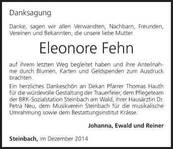 Anzeige von Eleonore Fehn von MGO