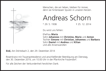 Anzeige von Andreas Schorn von MGO