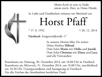 Anzeige von Horst Pfaff von MGO