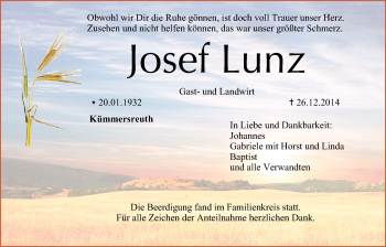 Anzeige von Josef Lunz von MGO
