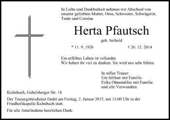 Anzeige von Herta Pfautsch von MGO