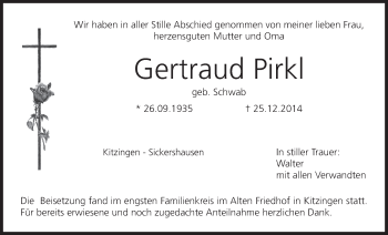 Anzeige von Gertraud Pirkl von MGO