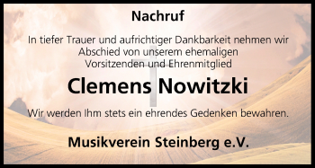 Anzeige von Clemens Nowitzki von MGO