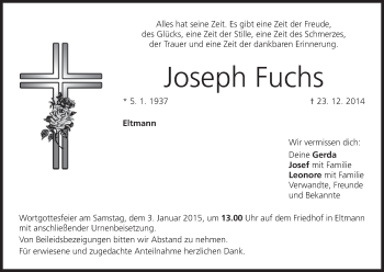 Anzeige von Joseph Fuchs von MGO