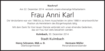 Anzeige von Anni Karl von MGO
