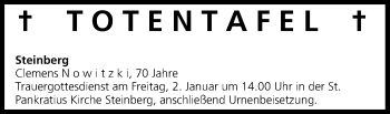 Anzeige von Totentafel vom 31.12.2014 von MGO