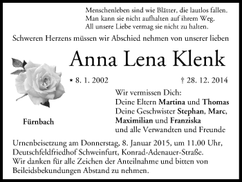 Anzeige von Anna Lena Klenk von MGO
