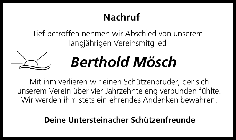  Traueranzeige für Berthold Mösch vom 03.01.2015 aus MGO