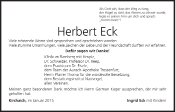 Anzeige von Herbert Eck von MGO