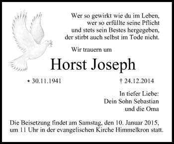 Anzeige von Horst Joseph von MGO