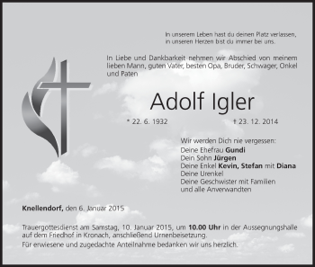 Anzeige von Adolf Igler von MGO