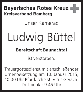 Anzeige von Ludwig Büttel von MGO