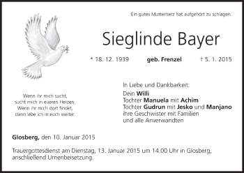 Anzeige von Sieglinde Bayer von MGO