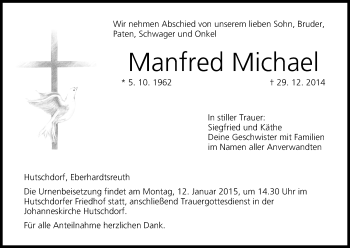 Anzeige von Manfred Michael von MGO