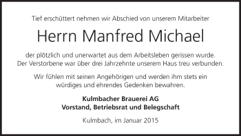 Anzeige von Manfred Michael von MGO