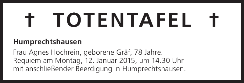  Traueranzeige für Totentafel vom 10.01.2015 vom 10.01.2015 aus MGO