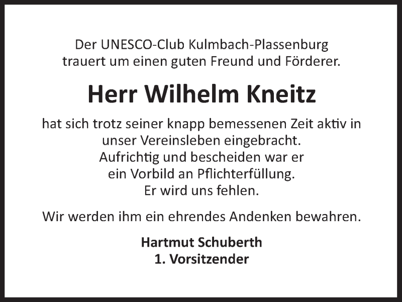 Traueranzeige für Wilhelm Kneitz vom 12.01.2015 aus MGO