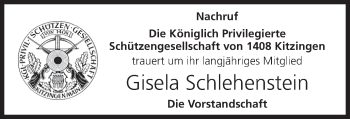 Anzeige von Gisela Schlehenstein von MGO