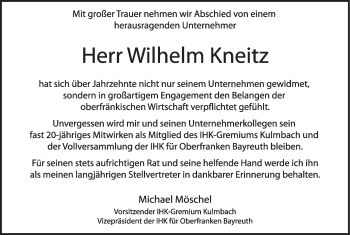 Anzeige von Wilhelm Kneitz von MGO