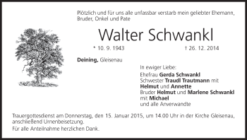 Anzeige von Walter Schwankl von MGO