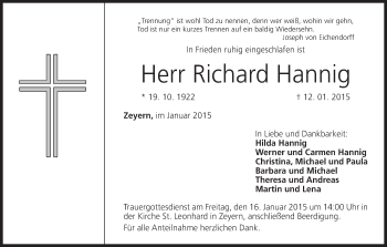Anzeige von Richard Hannig von MGO