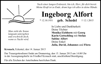 Anzeige von Ingeborg Alfort von MGO