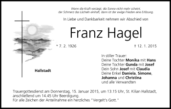 Anzeige von Franz Hagel von MGO