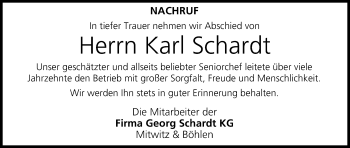 Anzeige von Karl Schardt von MGO
