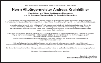 Anzeige von Andreas Krainhöfner von MGO