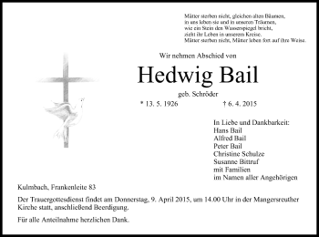Anzeige von Hedwig Bail von MGO