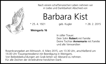 Anzeige von Barbara Kist von MGO