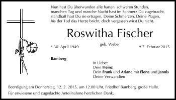 Anzeige von Roswitha Fischer von MGO