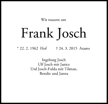 Anzeige von Frank Josch von MGO