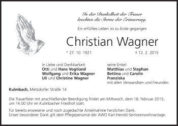 Anzeige von Christian Wagner von MGO