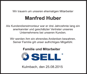 Anzeige von Manfred Huber von MGO