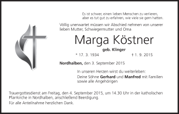 Anzeige von Marga Köstner von MGO