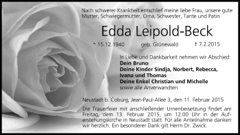 Anzeige von Edda Leipold-Beck von MGO